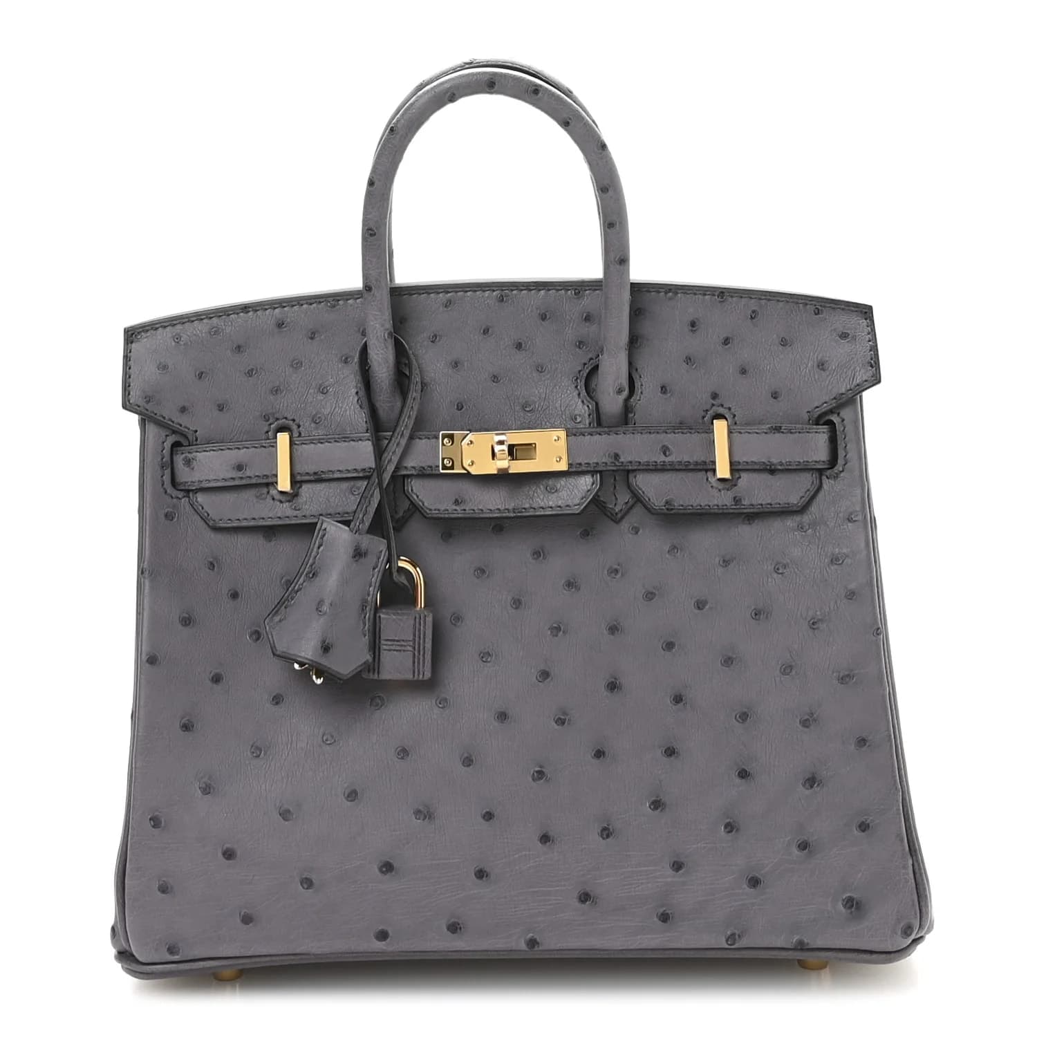 Birkin Ostrich Gris Agate Gold