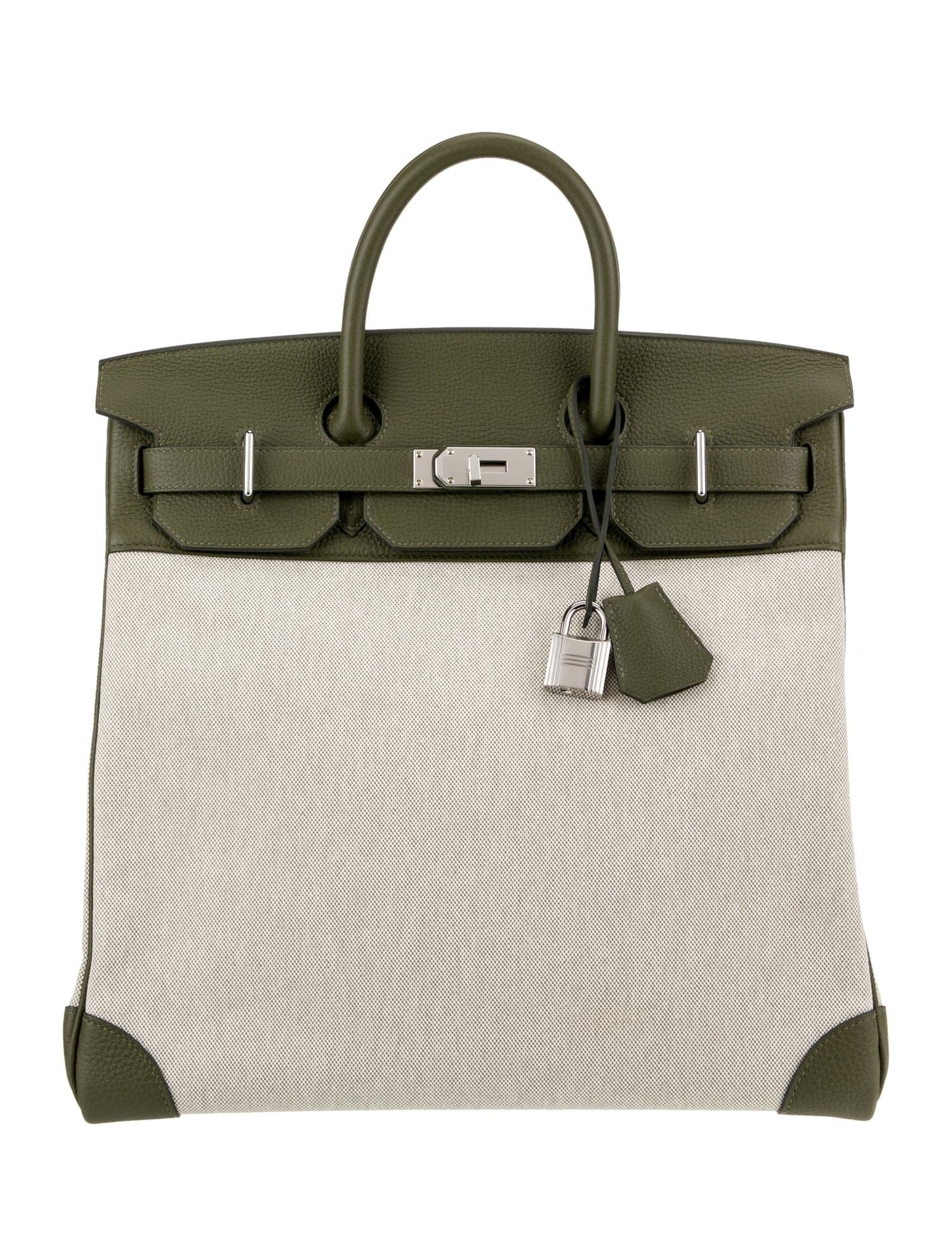 Birkin Toile H Canvas & Togo Écru & Vert Véronèse Palladium