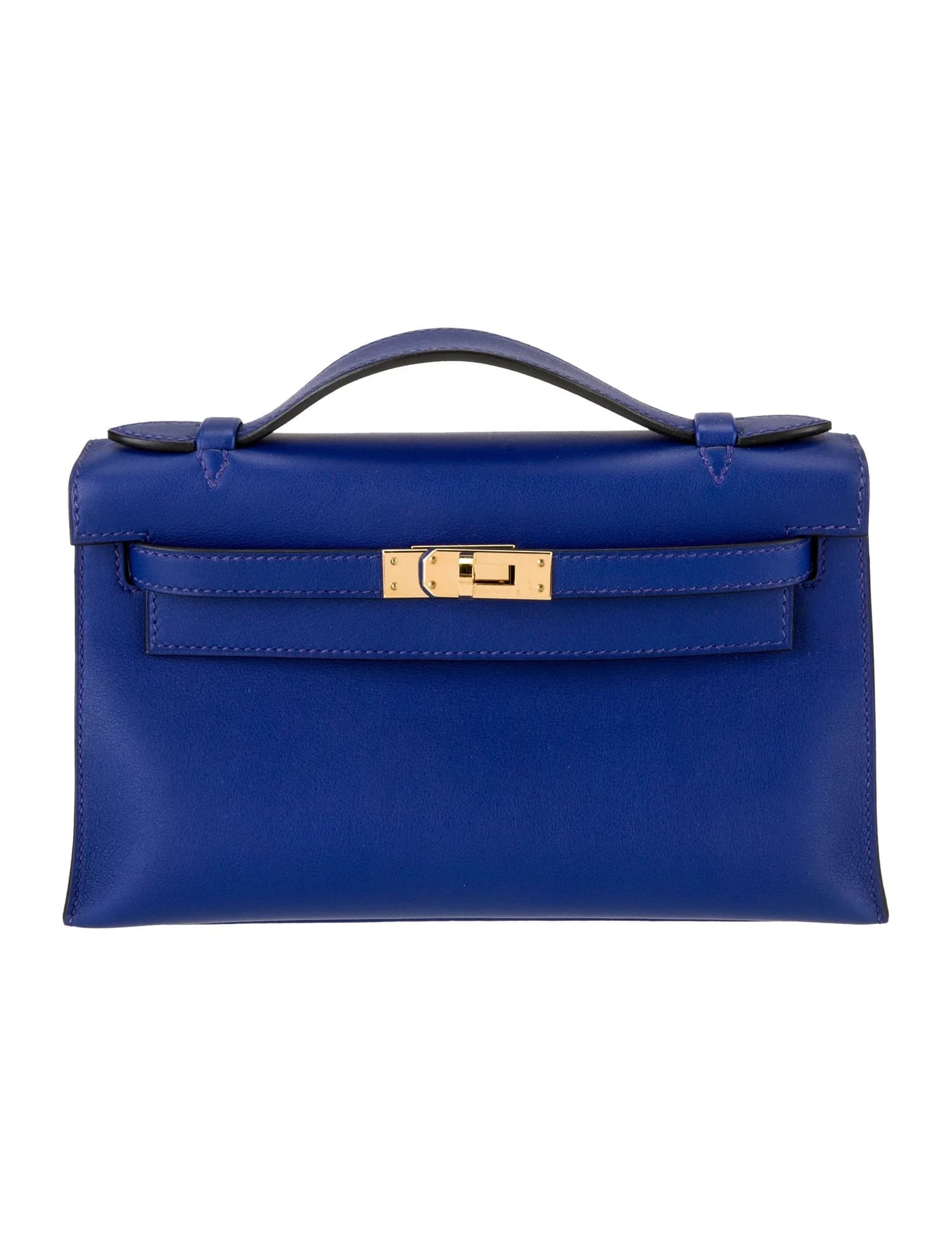 Kelly Pochette Swift Bleu Electric Gold