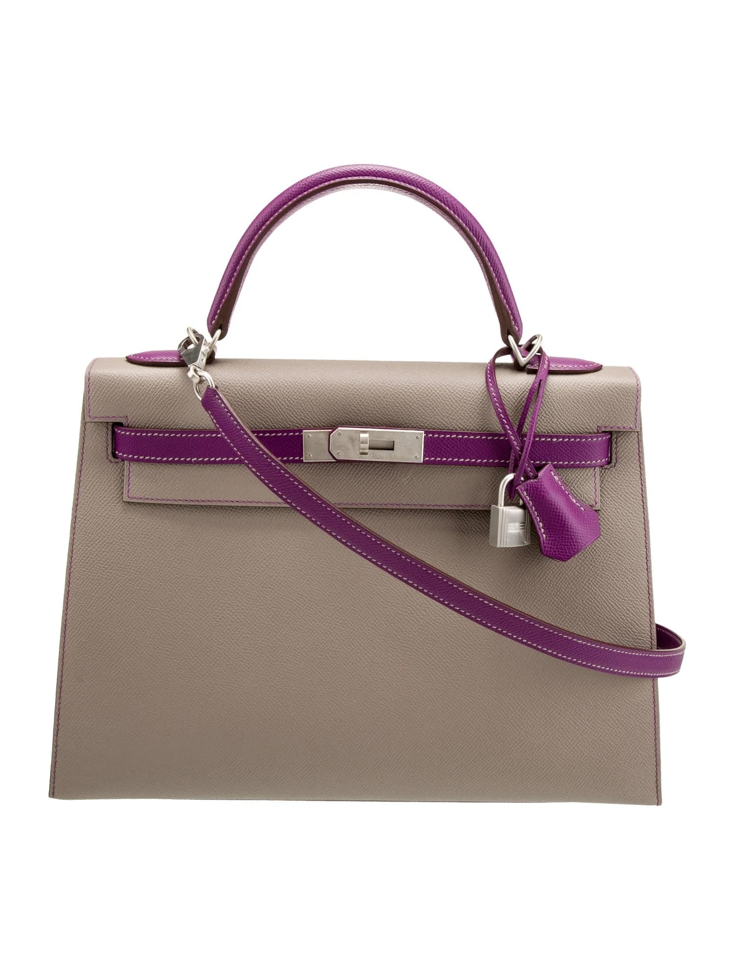 Kelly Epsom Gris Tourterelle/Anemone Brushed Palladium