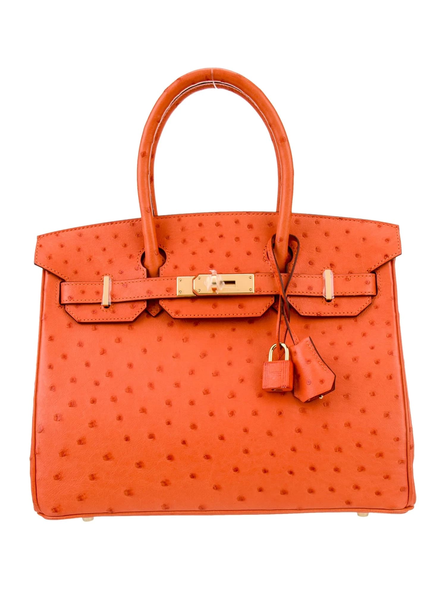 Birkin Ostrich Tangerine Gold