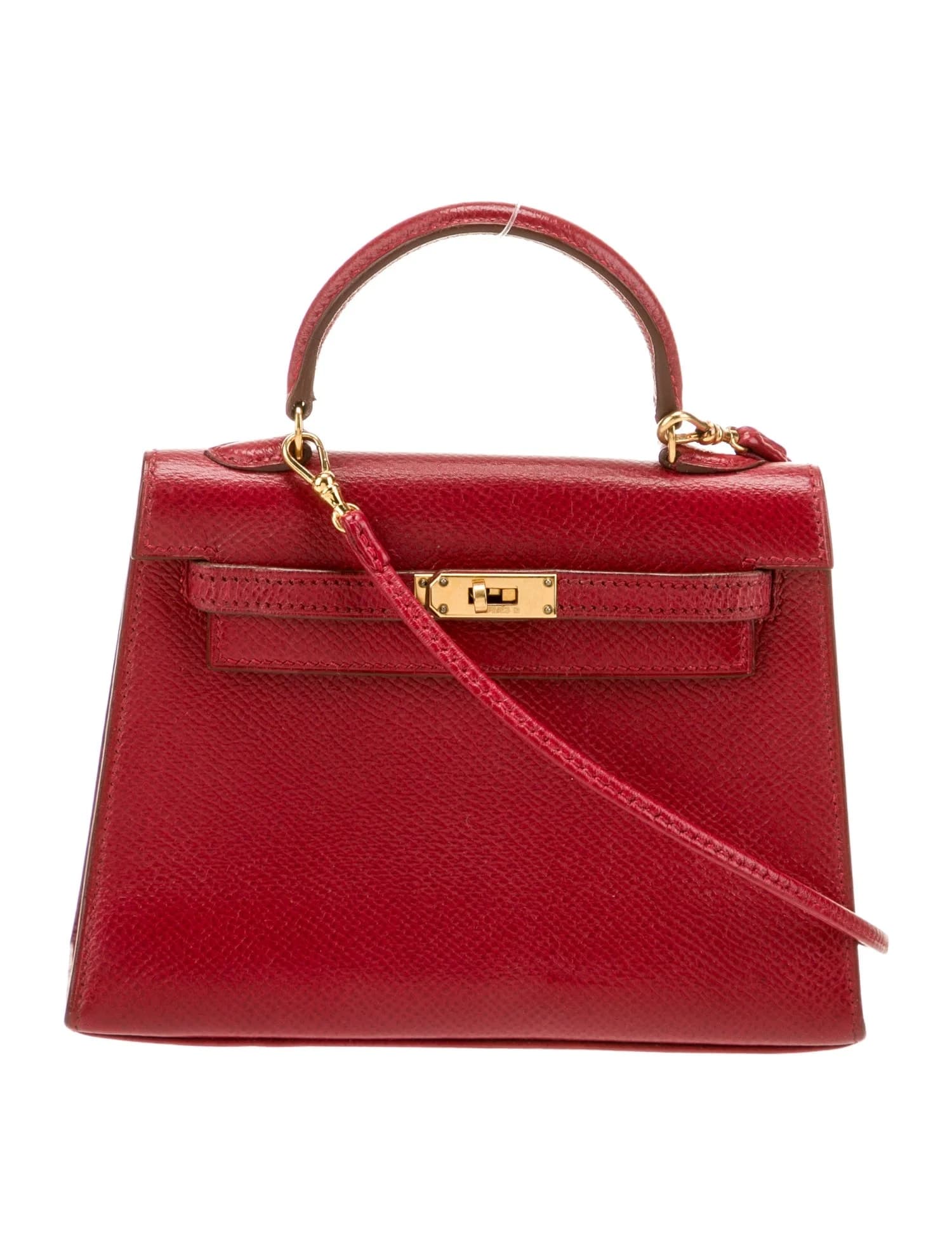 Micro Kelly Courchevel Rouge Vif Gold